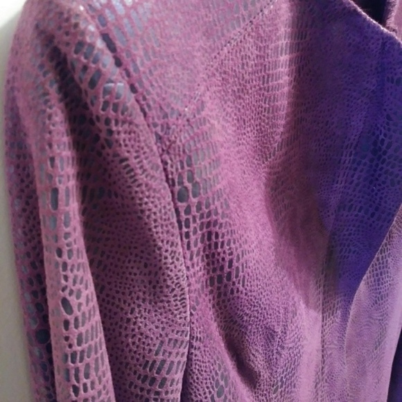 Purple Suede VINTAGE PELLE Moto Jacket -Leather Jacket - Picture 7 of 8